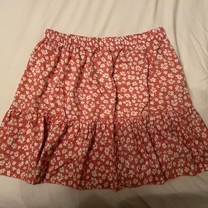 Coral floral skirt